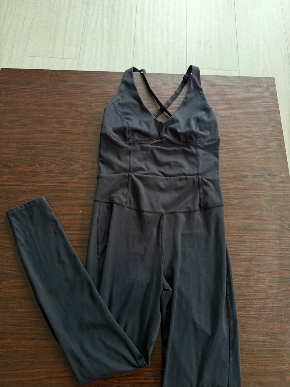 FP Movement by Free People Black What A Feeling V-Neck Onesie